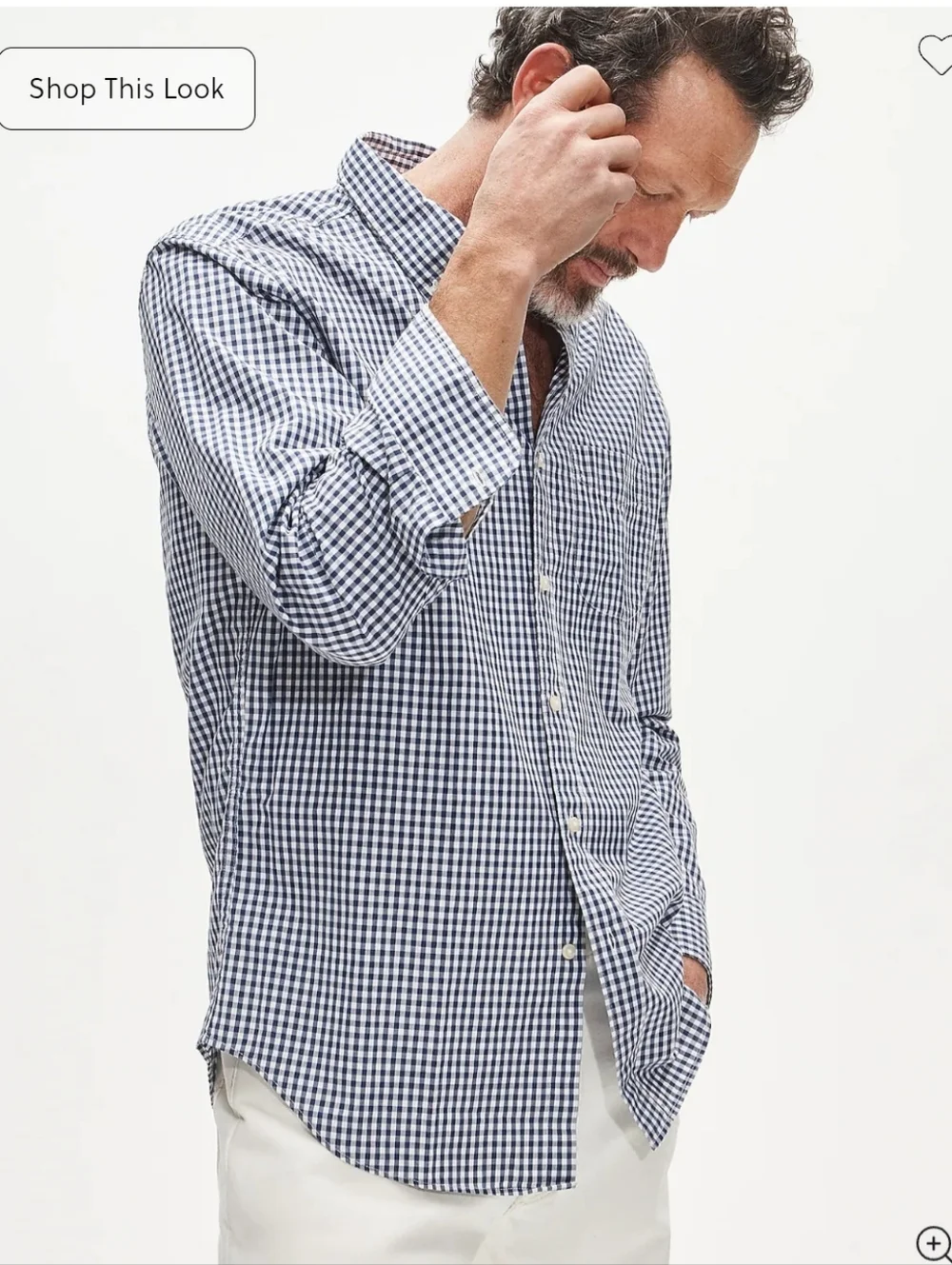J. Crew Navy and White Gingham Button-Down Shirt Size Small